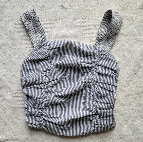 Anthropologie Pilcro Ruched Stripped Mid  Fit Summer Tank - Picture 2 of 8